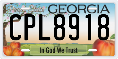GA license plate CPL8918