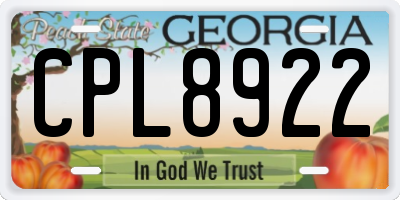 GA license plate CPL8922