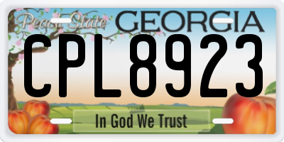 GA license plate CPL8923