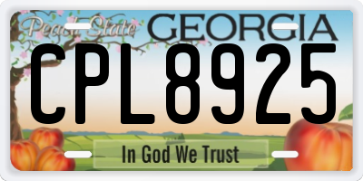 GA license plate CPL8925