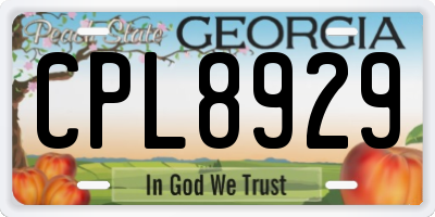 GA license plate CPL8929