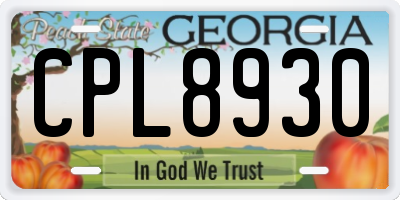 GA license plate CPL8930