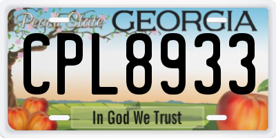 GA license plate CPL8933