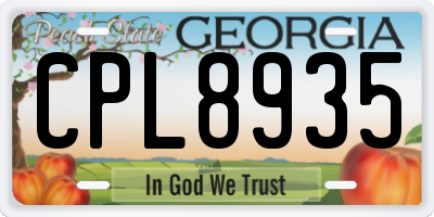 GA license plate CPL8935
