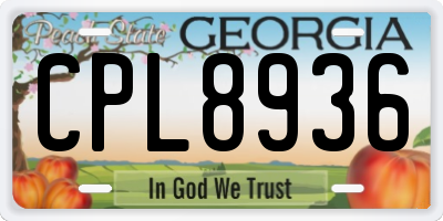 GA license plate CPL8936