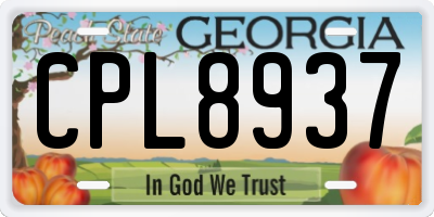 GA license plate CPL8937