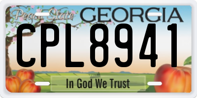 GA license plate CPL8941