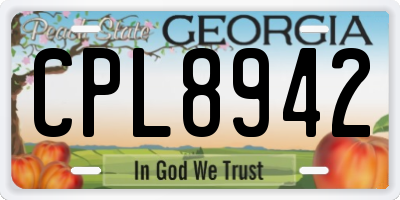 GA license plate CPL8942