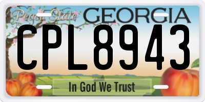 GA license plate CPL8943