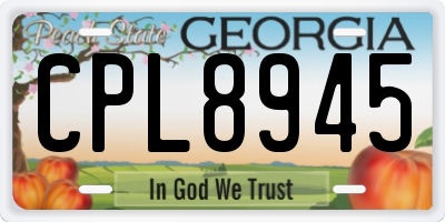 GA license plate CPL8945