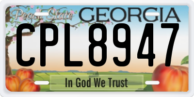 GA license plate CPL8947