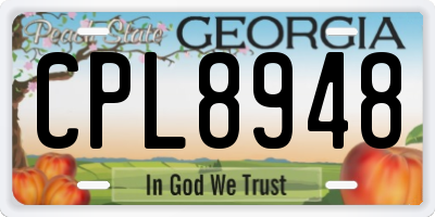 GA license plate CPL8948