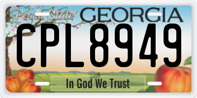 GA license plate CPL8949