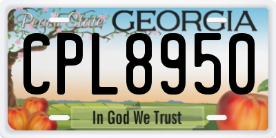 GA license plate CPL8950