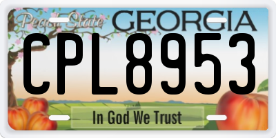 GA license plate CPL8953