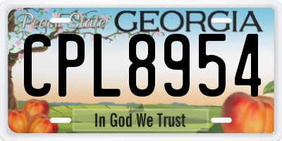 GA license plate CPL8954