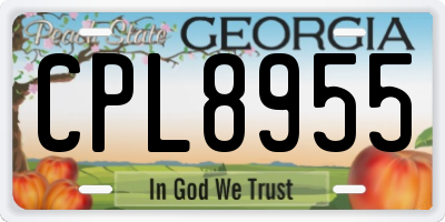 GA license plate CPL8955