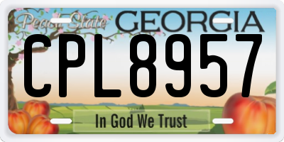 GA license plate CPL8957