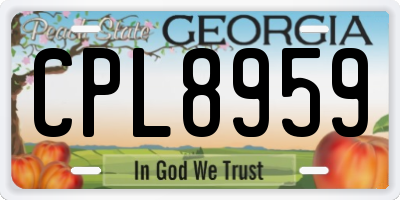 GA license plate CPL8959