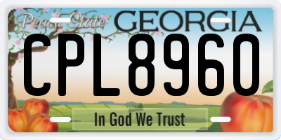 GA license plate CPL8960