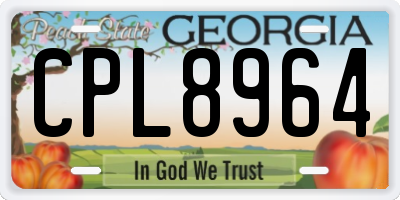 GA license plate CPL8964