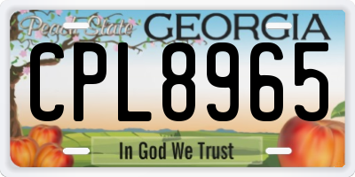 GA license plate CPL8965