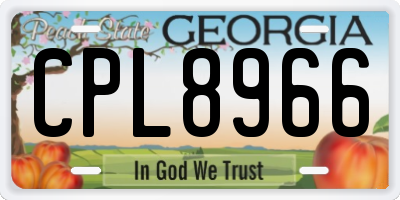 GA license plate CPL8966
