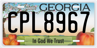 GA license plate CPL8967