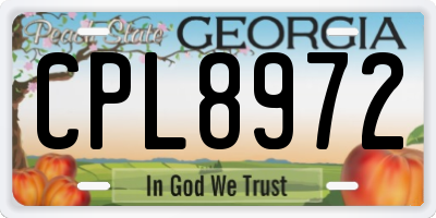 GA license plate CPL8972