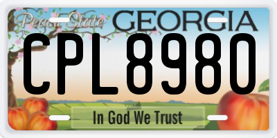 GA license plate CPL8980