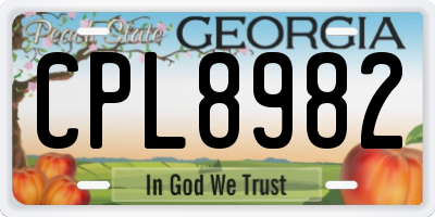 GA license plate CPL8982