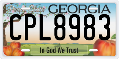 GA license plate CPL8983