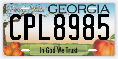 GA license plate CPL8985
