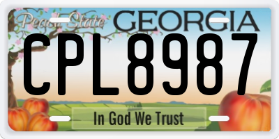 GA license plate CPL8987