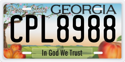 GA license plate CPL8988