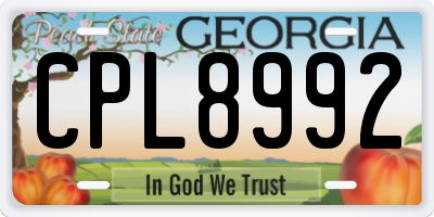 GA license plate CPL8992