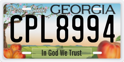 GA license plate CPL8994