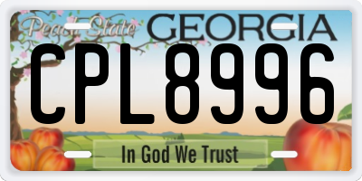 GA license plate CPL8996