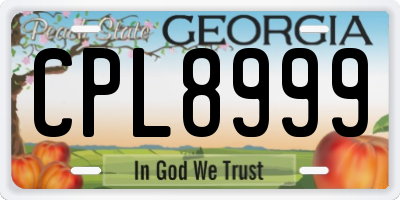GA license plate CPL8999