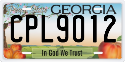 GA license plate CPL9012