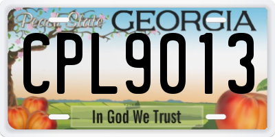 GA license plate CPL9013