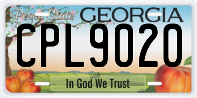 GA license plate CPL9020