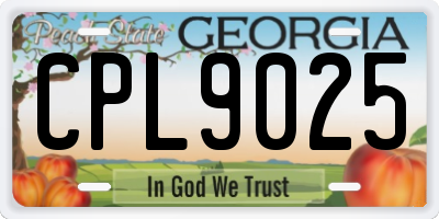 GA license plate CPL9025