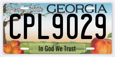 GA license plate CPL9029
