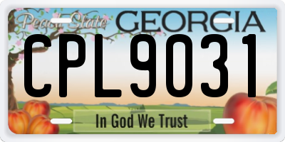 GA license plate CPL9031