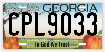 GA license plate CPL9033