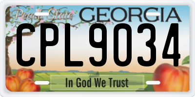 GA license plate CPL9034