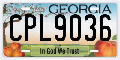 GA license plate CPL9036