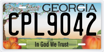 GA license plate CPL9042