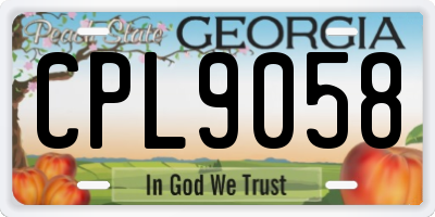 GA license plate CPL9058